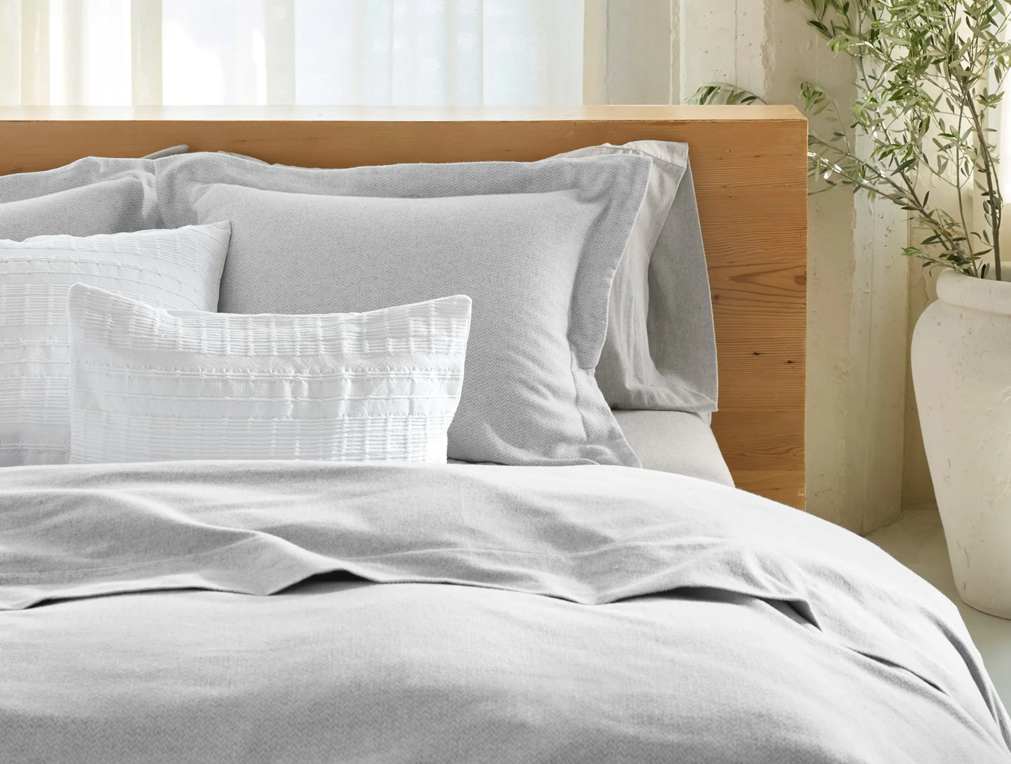 Coyuchi Cloud Brushed™ Organic Flannel Heather Texture Duvet Cover< Duvet Covers + Sets