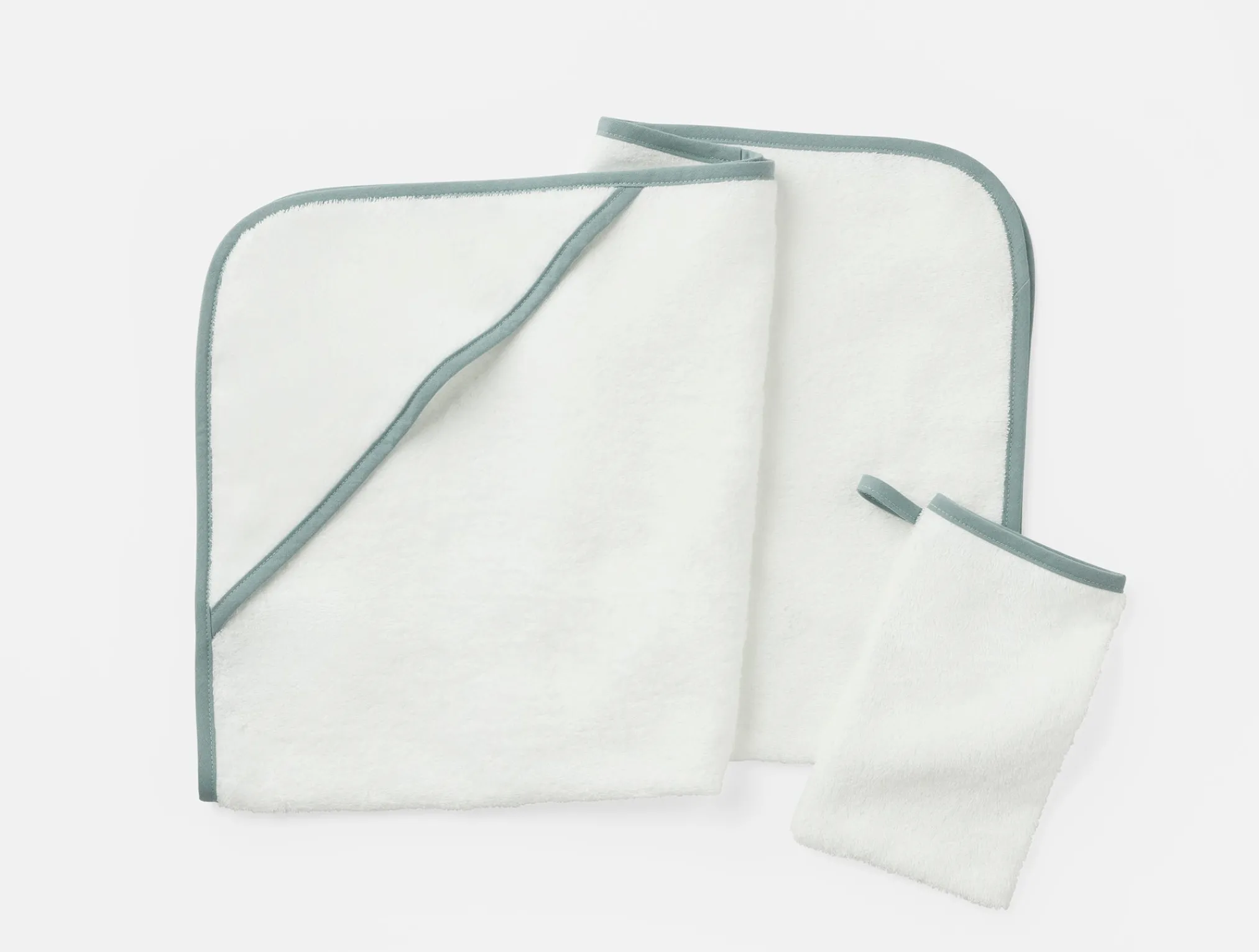 Coyuchi Cloud Loom™ Organic Baby Hooded Towel and Bath Mitt Set< Baby|Baby Bedding