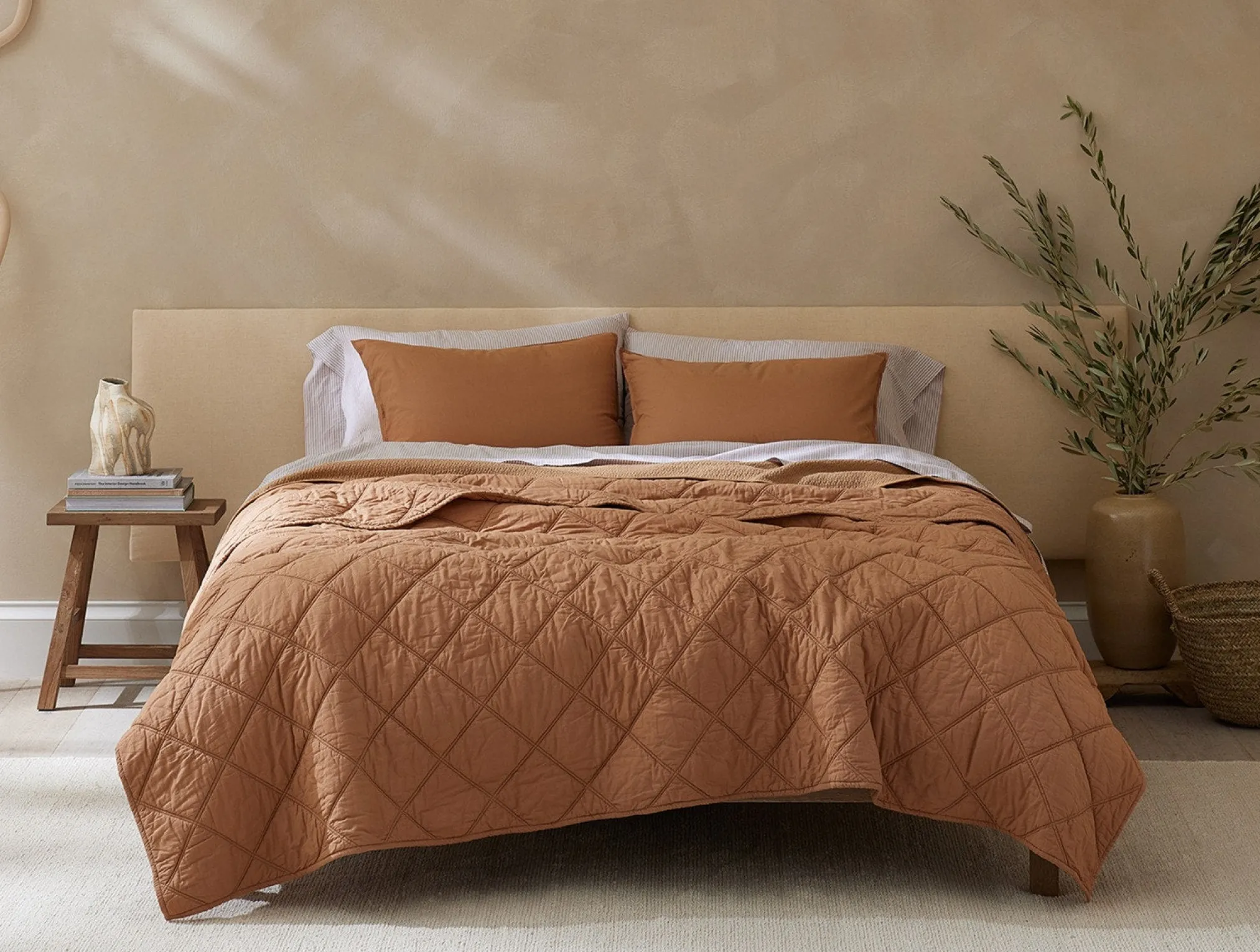 Coyuchi Diamond-Stitched Organic Cotton Comforter< Quilts + Comforters