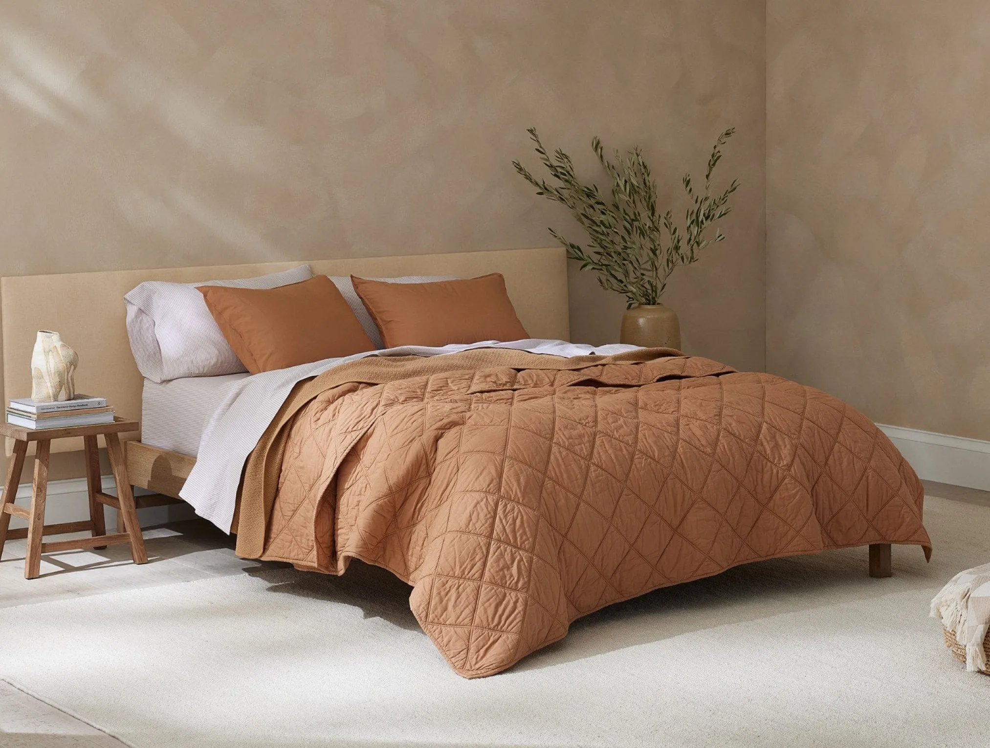 Coyuchi Diamond-Stitched Organic Cotton Comforter< Quilts + Comforters