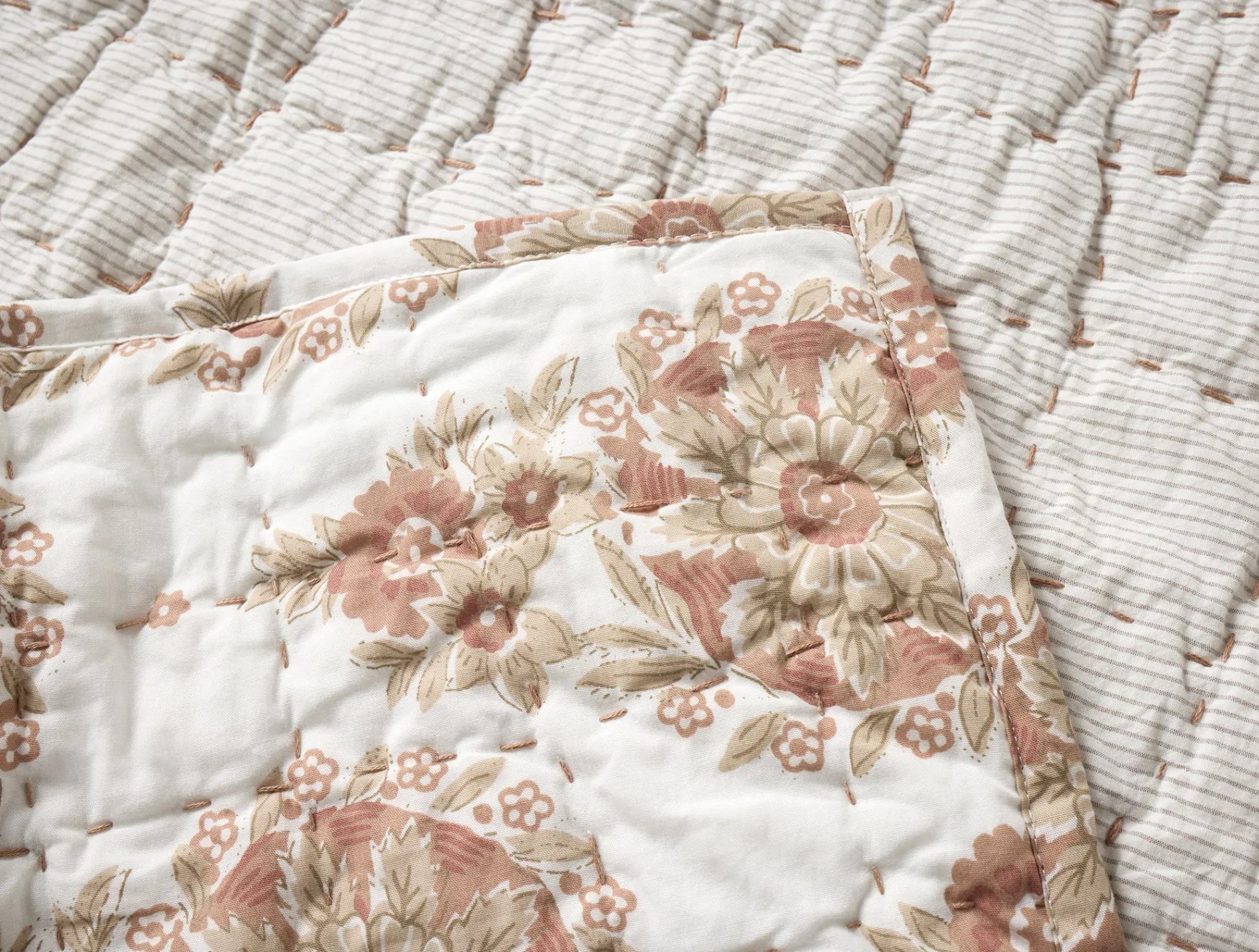 Coyuchi Flores Handstitched Organic Quilt< Quilts + Comforters