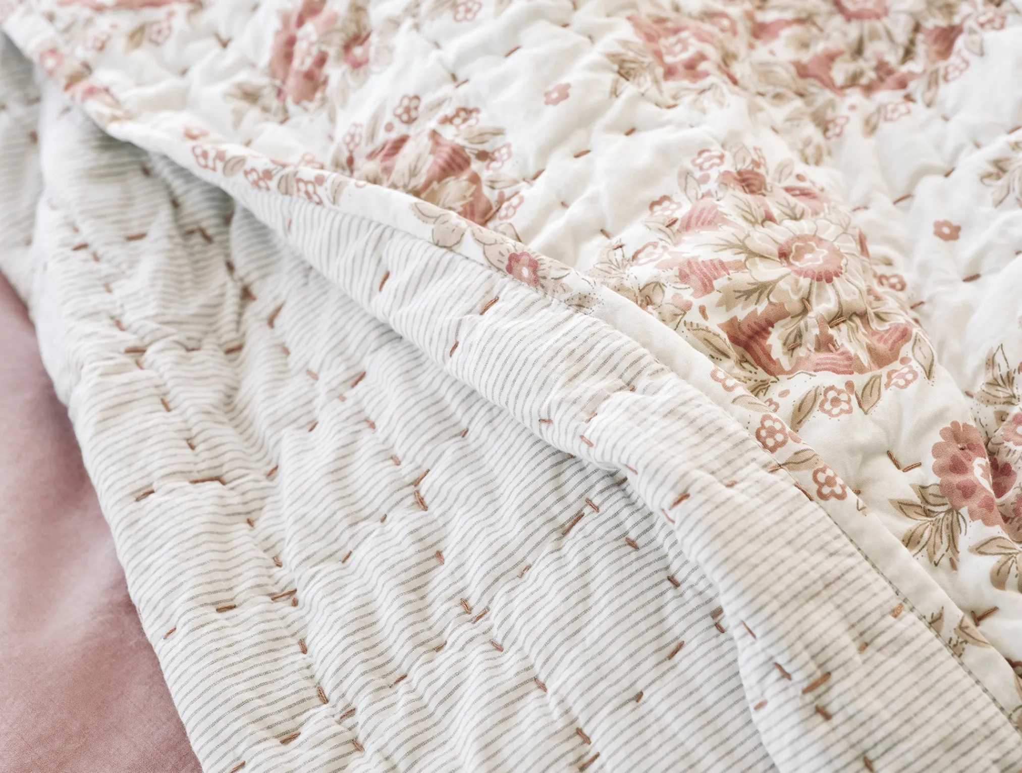 Coyuchi Flores Handstitched Organic Quilt< Quilts + Comforters