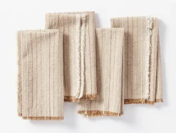 Coyuchi Fringe Stripe Organic Napkins, Set of 4< Dining
