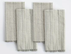 Coyuchi Fringe Stripe Organic Napkins, Set of 4< Dining