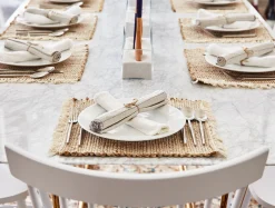 Coyuchi Fringe Stripe Organic Napkins, Set of 4< Dining