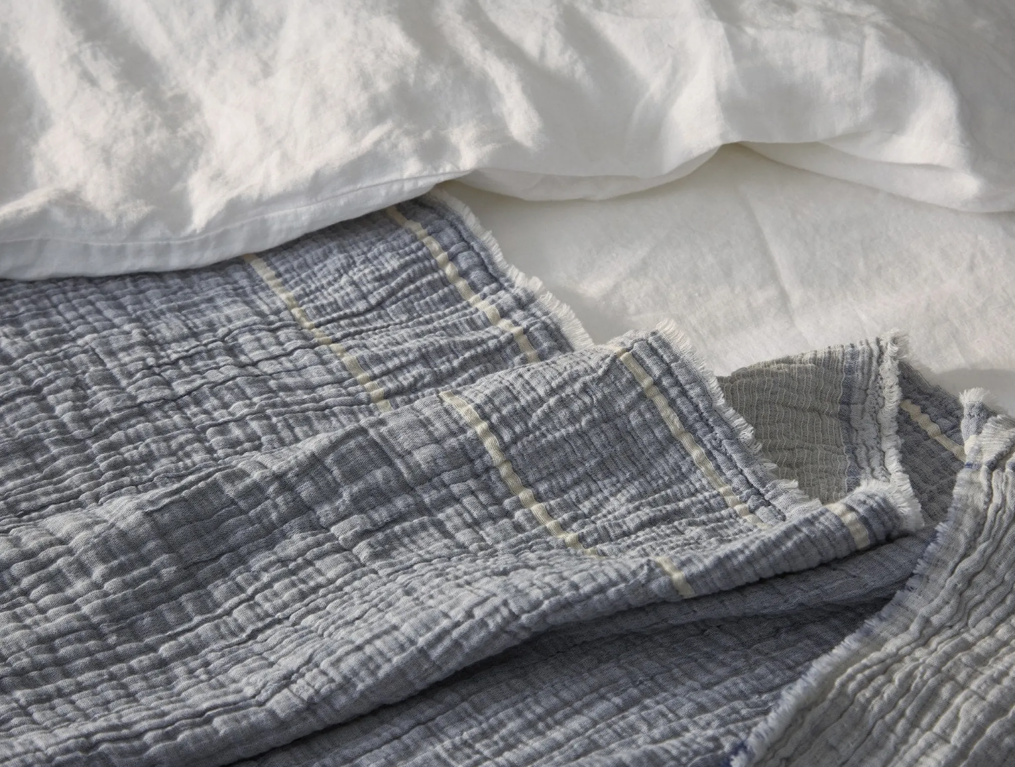 Coyuchi Topanga Organic Matelasse Striped Throw< Throws