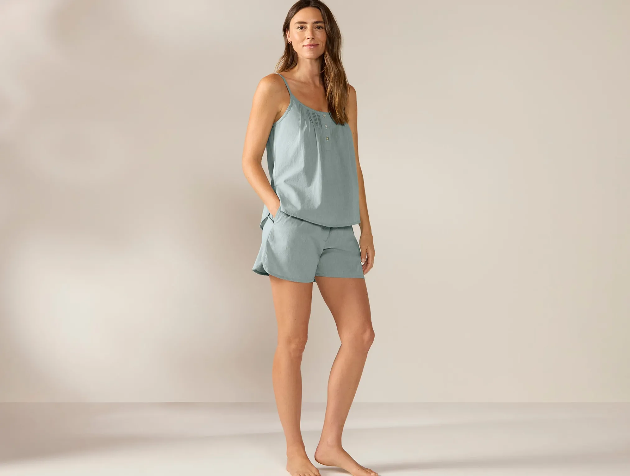 Coyuchi Women's Isla Organic Cotton Cami Short Set<Women Women's Sleep